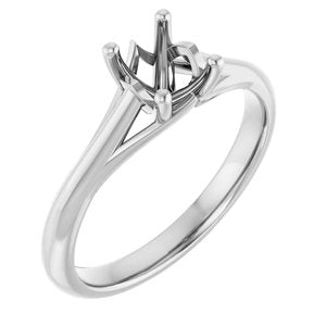 14K White Gold 7x5 mm Oval Solitaire Engagement Ring Mounting