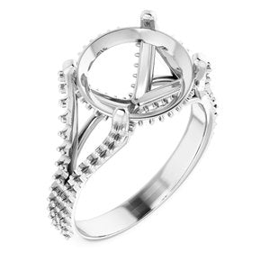 14K White Gold 11 mm Round Engagement Ring Mounting