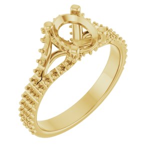 14K Yellow Gold 8x6 mm Oval Engagement Ring Mounting