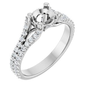 14K White Gold 5.8 mm Round 1/2 CTW Natural Diamond Semi-Set Engagement Ring 