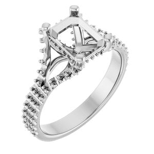Platinum 8x6 mm Emerald Engagement Ring Mounting