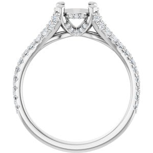 14K White Gold 5.8 mm Round 1/2 CTW Natural Diamond Semi-Set Engagement Ring 