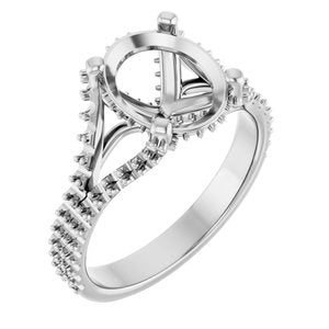 14K White Gold 10x8 mm Oval Engagement Ring Mounting