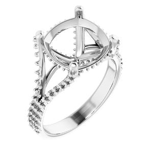 Platinum 10 mm Cushion Engagement Ring Mounting
