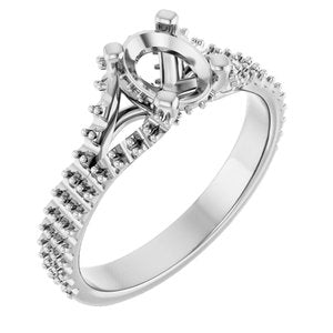 14K White Gold 7x5 mm Oval Engagement Ring Mounting