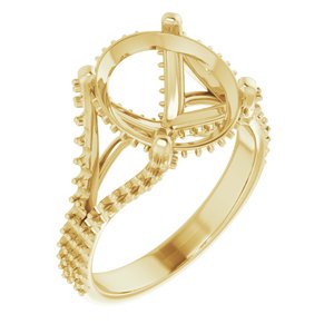 14K Yellow Gold 12x10 mm Oval Engagement Ring Mounting