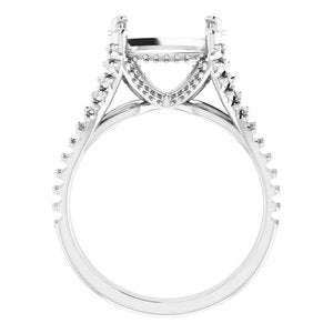 Platinum 10 mm Cushion Engagement Ring Mounting