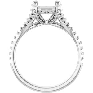 14K White Gold 9x7 mm Emerald Engagement Ring Mounting