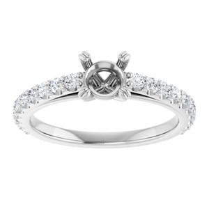 14K White Gold 5.2 mm Round 3/8 CTW Natural Diamond Semi-Set Engagement Ring