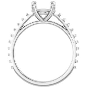 14K White Gold 7.4 mm Round Engagement Ring Mounting