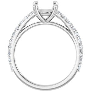 14K White Gold 7.4 mm Round 3/8 CTW Natural Diamond Semi-Set Engagement Ring 