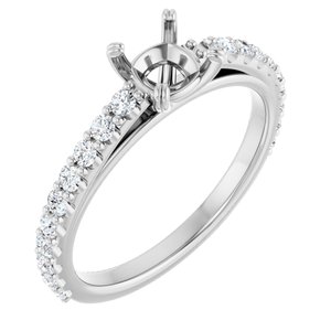 14K White Gold 5x5 mm Cushion 3/8 CTW Natural Diamond Semi-Set Engagement Ring