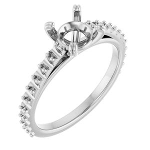 14K White Gold 6.5 mm Round Engagement Ring Mounting