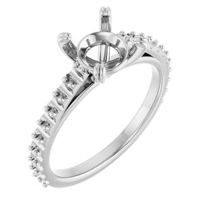 14K White Gold 7.4 mm Round Engagement Ring Mounting