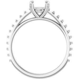14K White Gold 6.5 mm Round Engagement Ring Mounting
