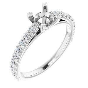 14K White Gold 6 mm Round 3/8 CTW Natural Diamond Semi-Set Engagement Ring 