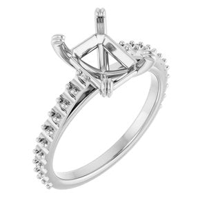 14K White Gold 9x7 mm Emerald Engagement Ring Mounting