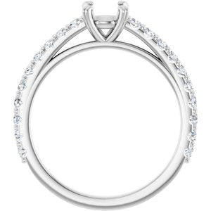 14K White Gold 5.2 mm Round 3/8 CTW Natural Diamond Semi-Set Engagement Ring