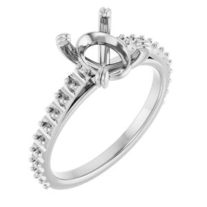 14K White Gold 9x7 mm Oval Engagement Ring Mounting