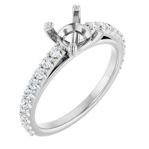 14K White Gold 6x6 mm Cushion 1/3 CTW Natural Diamond Semi-Set Engagement Ring
