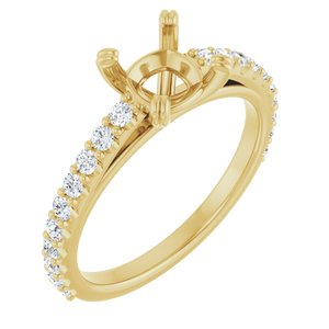 14K Yellow Gold 6x6 mm Cushion 1/3 CTW Natural Diamond Semi-Set Engagement Ring