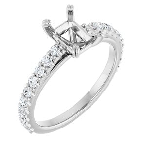 14K White Gold 7x5 mm Emerald 1/3 CTW Natural Diamond Semi-Set Engagement Ring