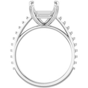 14K White Gold 11x9 mm Emerald Engagement Ring Mounting