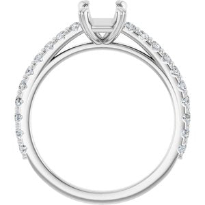 14K White Gold 7x5 mm Emerald 1/3 CTW Natural Diamond Semi-Set Engagement Ring