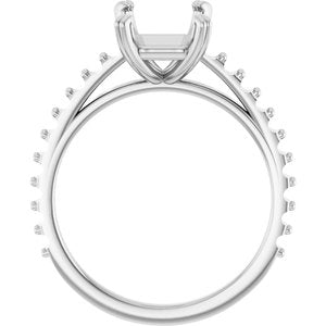 14K White Gold 9x7 mm Emerald Engagement Ring Mounting