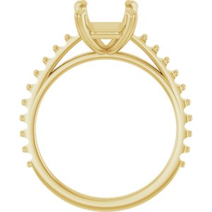 14K Yellow Gold 9x7 mm Emerald Engagement Ring Mounting