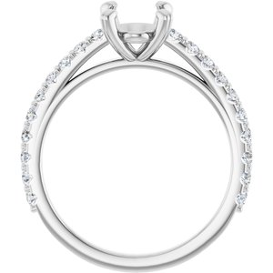 14K White Gold 8x6 mm Oval 3/8 CTW Natural Diamond Semi-Set Engagement Ring