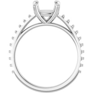 14K White Gold 7 mm Cushion Engagement Ring Mounting