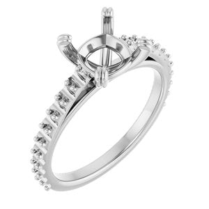 14K White Gold 7 mm Cushion Engagement Ring Mounting