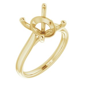 10K Yellow Gold 12x10 mm Oval Engagement Ring Mounting