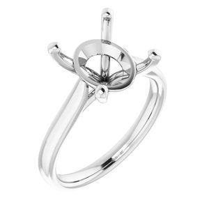 14K White Gold 12x10 mm Oval Engagement Ring Mounting