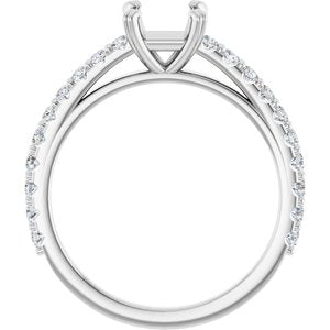 14K White Gold 5x5 mm Square 3/8 CTW Natural Diamond Semi-Set Engagement Ring