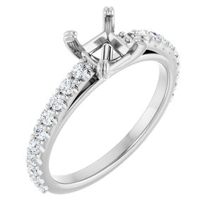 14K White Gold 5x5 mm Square 3/8 CTW Natural Diamond Semi-Set Engagement Ring