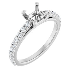 14K White Gold 5x5 mm Square 3/8 CTW Natural Diamond Semi-Set Engagement Ring