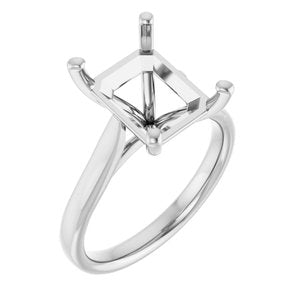 14K White Gold 11x9 mm Emerald Engagement Ring Mounting