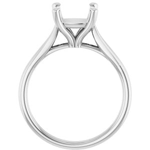 14K White Gold 8 mm Cushion Engagement Ring Mounting
