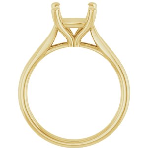 14K Yellow Gold 8 mm Cushion Engagement Ring Mounting