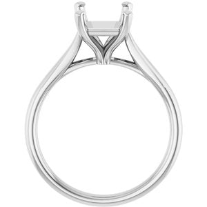 Platinum 9x7 mm Emerald Engagement Ring Mounting