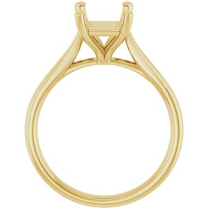 14K Yellow Gold 9x7 mm Emerald Engagement Ring Mounting