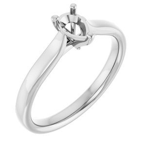 10K White Gold 6x4 mm Pear Engagement Ring Mounting