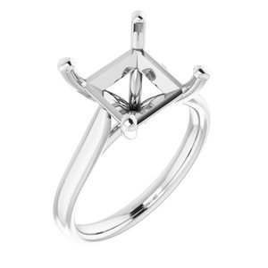 14K White Gold 9 mm Square Engagement Ring Mounting