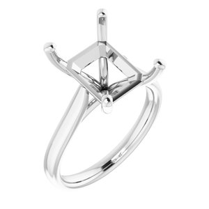 14K White Gold 12x10 mm Emerald Engagement Ring Mounting