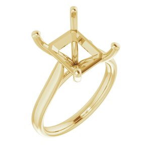 14K Yellow Gold 12x10 mm Emerald Engagement Ring Mounting