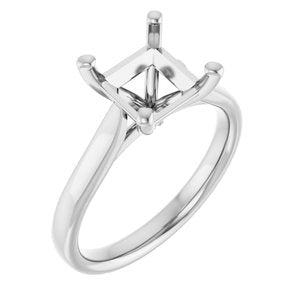Platinum 7 mm Square Engagement Ring Mounting
