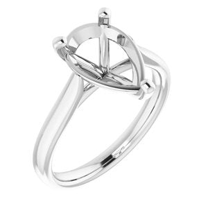 14K White Gold 12x8 mm Pear Engagement Ring Mounting