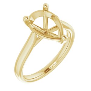 14K Yellow Gold 12x8 mm Pear Engagement Ring Mounting